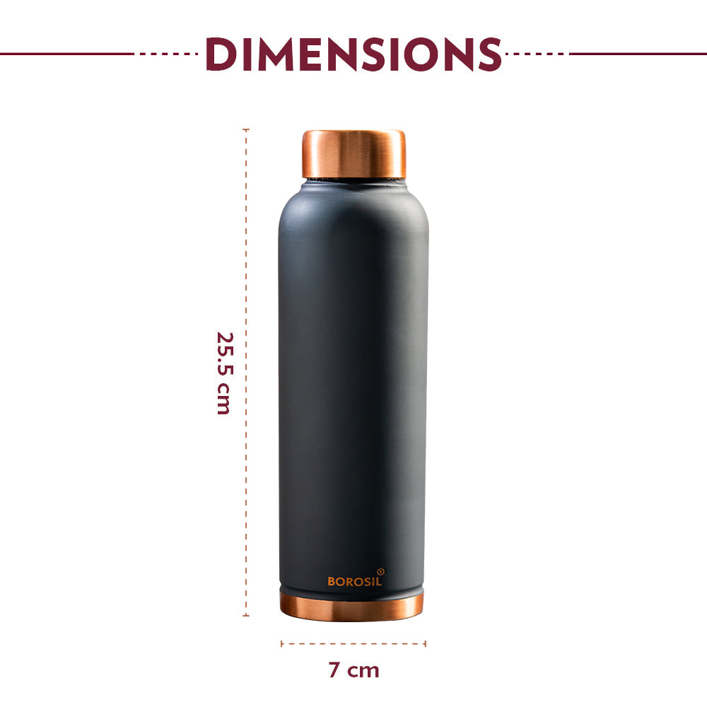Borosil Eco Copper Bottle, Grey, 1L