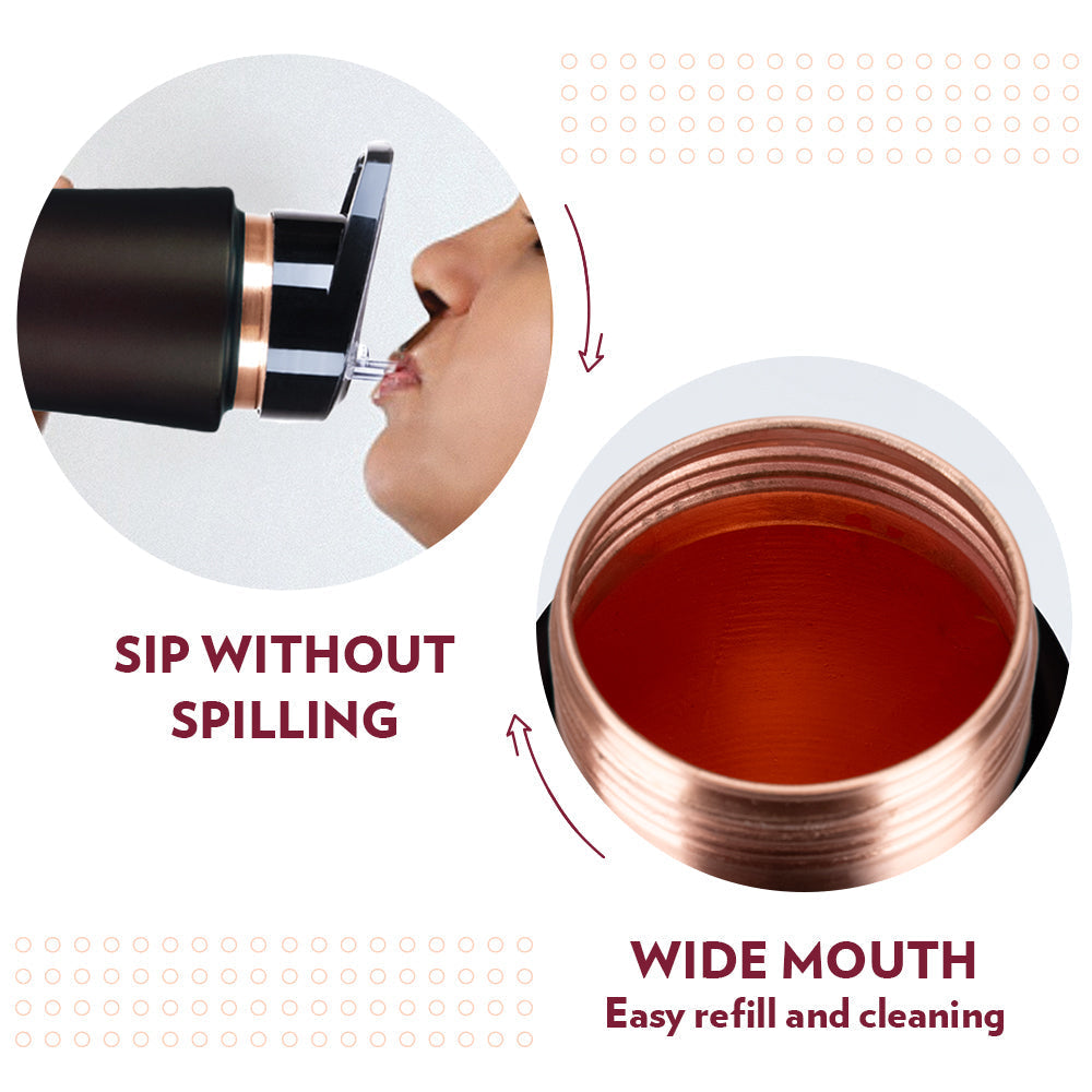 Borosil Sipper Copper Bottle, Brown, 750 ml, Personalised