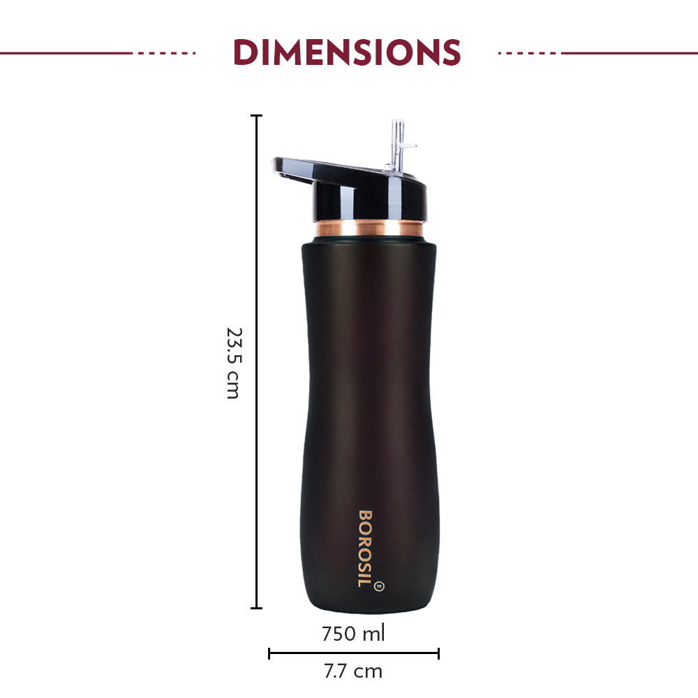 Borosil Sipper Copper Bottle, Brown, 750 ml, Personalised