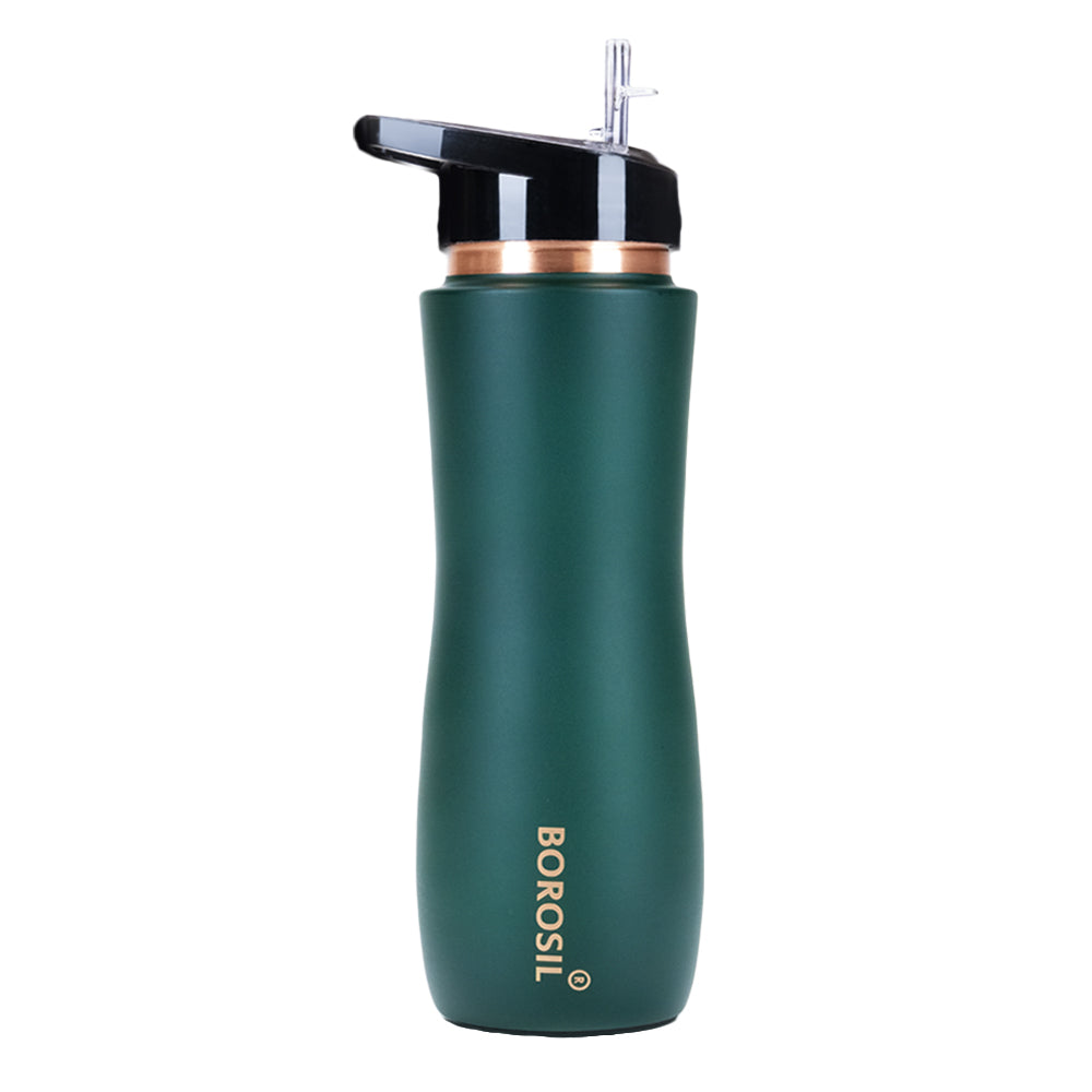 Borosil Sipper Copper Bottle, Green, 750ml, Personalised
