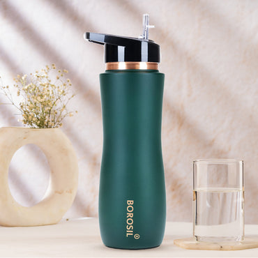 Borosil Sipper Copper Bottle, Green, 750ml, Personalised