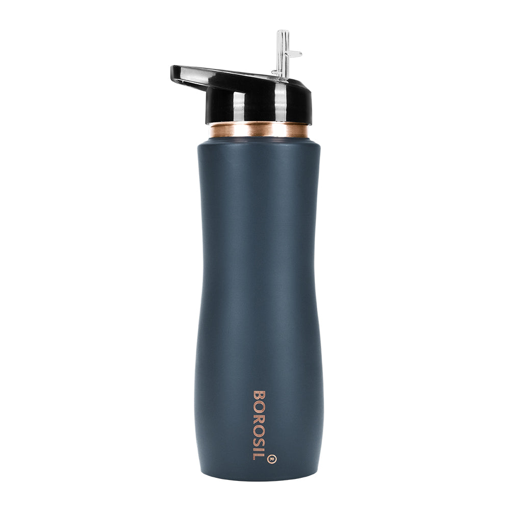 Borosil Sipper Copper Bottle, Grey, 750ml, Personalised