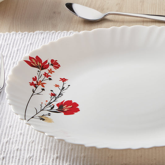 Larah by Borosil Chrys Red Dinner Set, 12 pc
