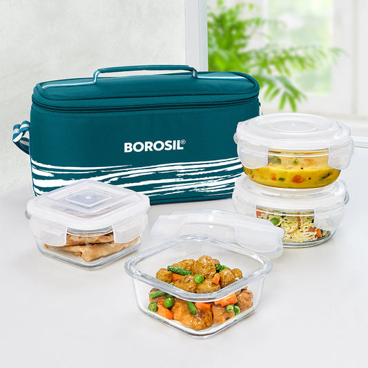 Steller Universal Glass Lunch Box, Set of 4 (320ml x 2 + 240ml x 2)