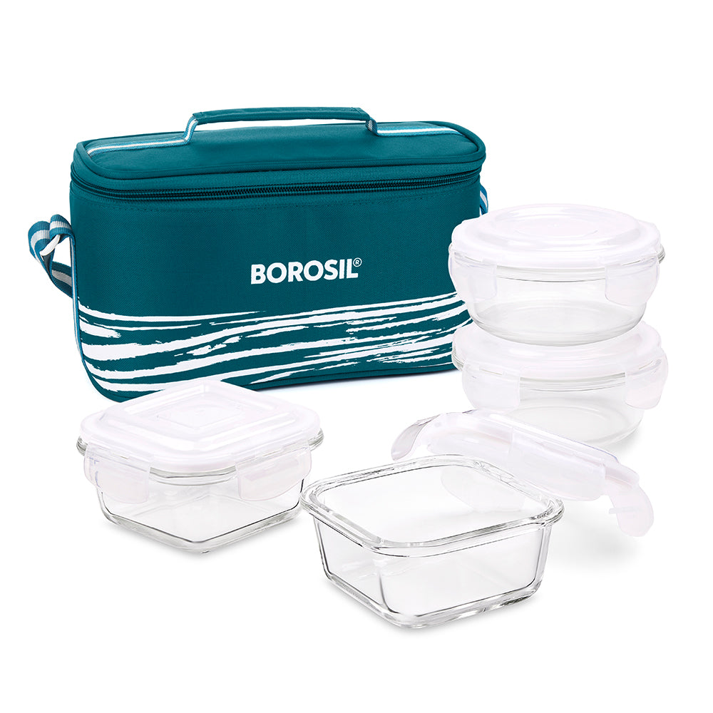 Steller Universal Glass Lunch Box, Set of 4 (320ml x 2 + 240ml x 2)