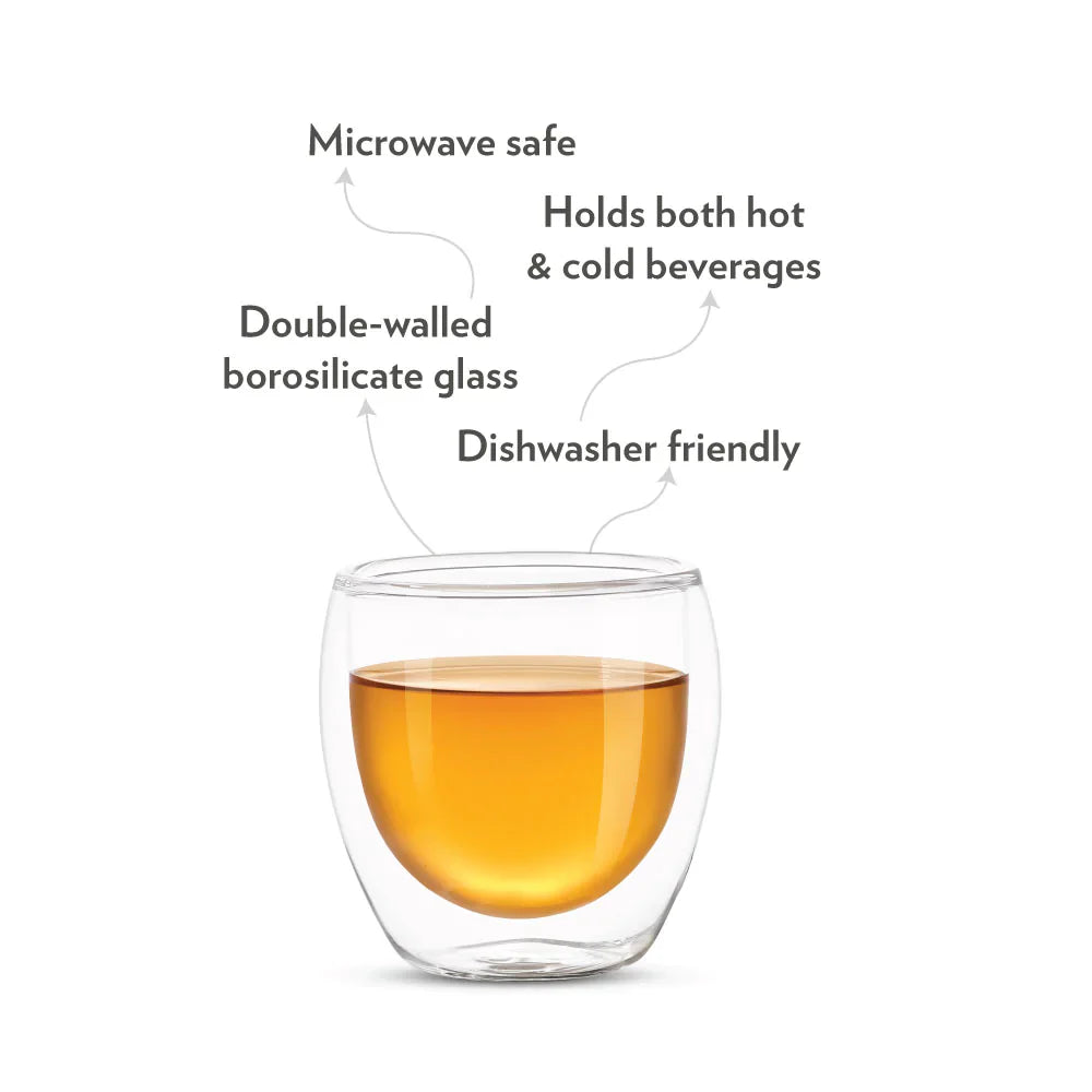Borosil Bella Double Wall Glass Tumbler, Set of 2, 300ml