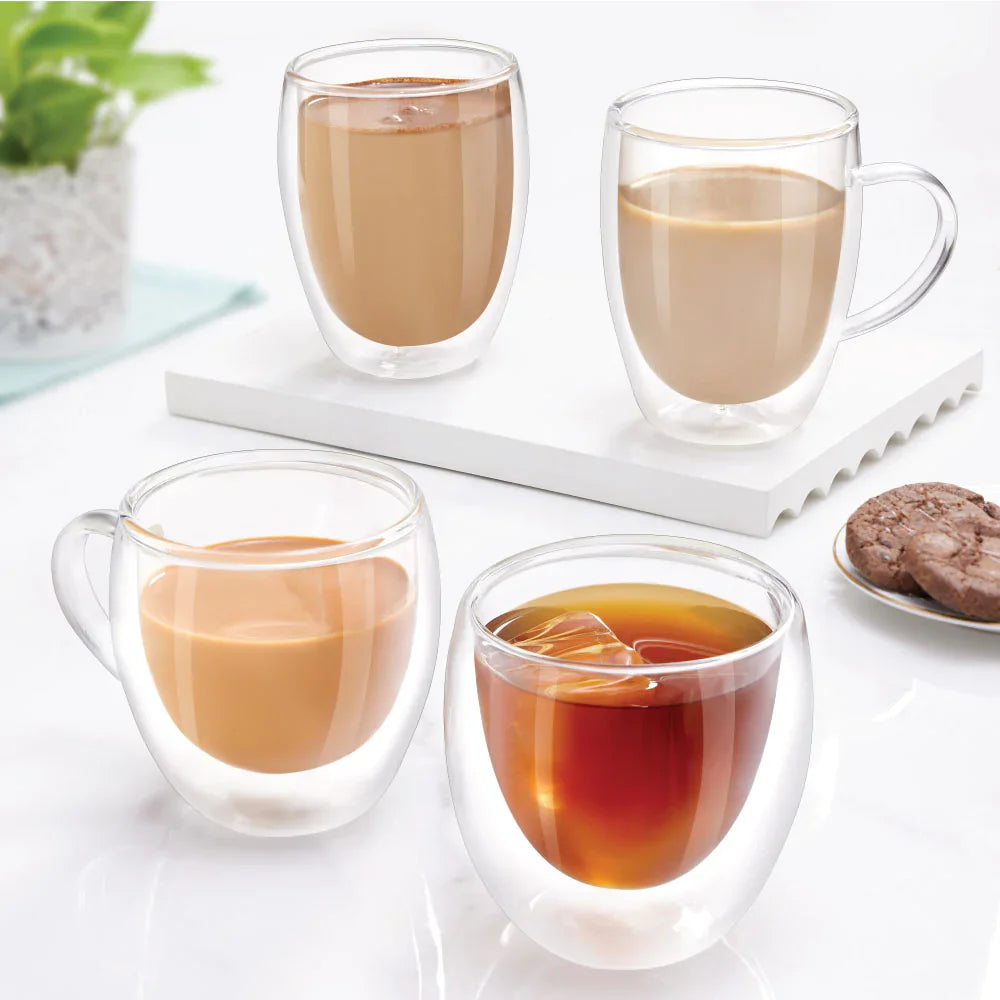 Borosil Bella Double Wall Glass Tumbler, Set of 2, 300ml