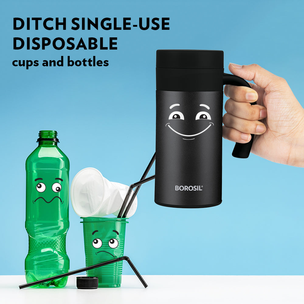 Borosil CafeTime Insulated Mug, Black, 400ml