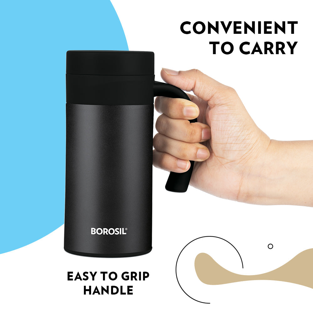 Borosil CafeTime Insulated Mug, Black, 400ml