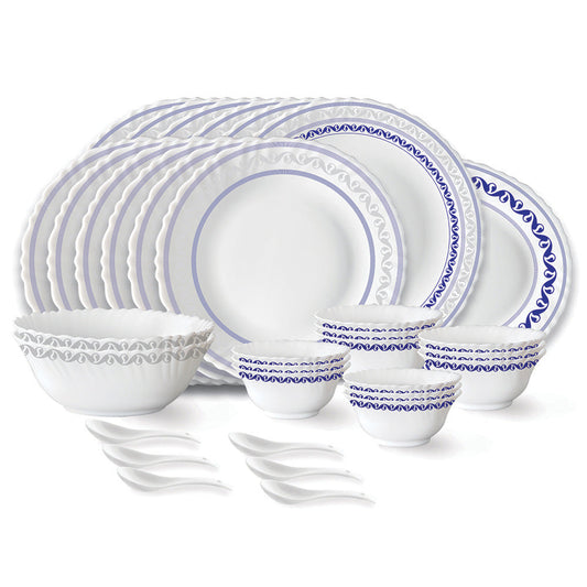 Larah by Borosil Jazzblue Dinner Set, 37 pc
