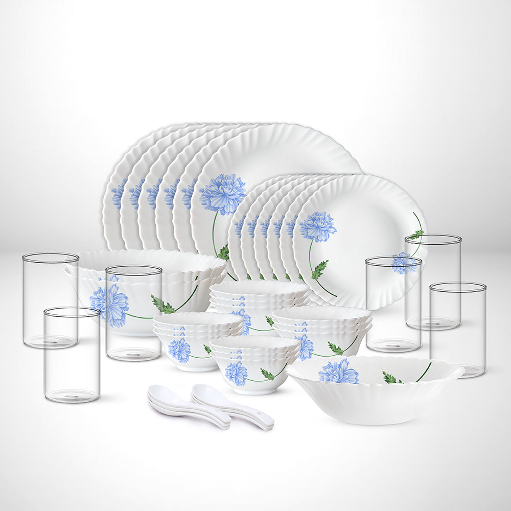 Larah by Borosil Blue Mist Dinner Set, 29 pc