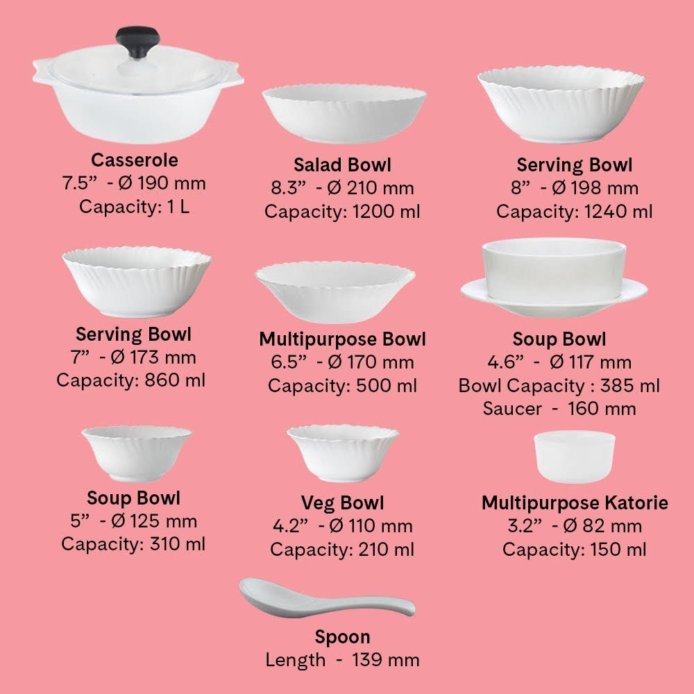 Larah by Borosil Classic Dinner Set, 12 pc