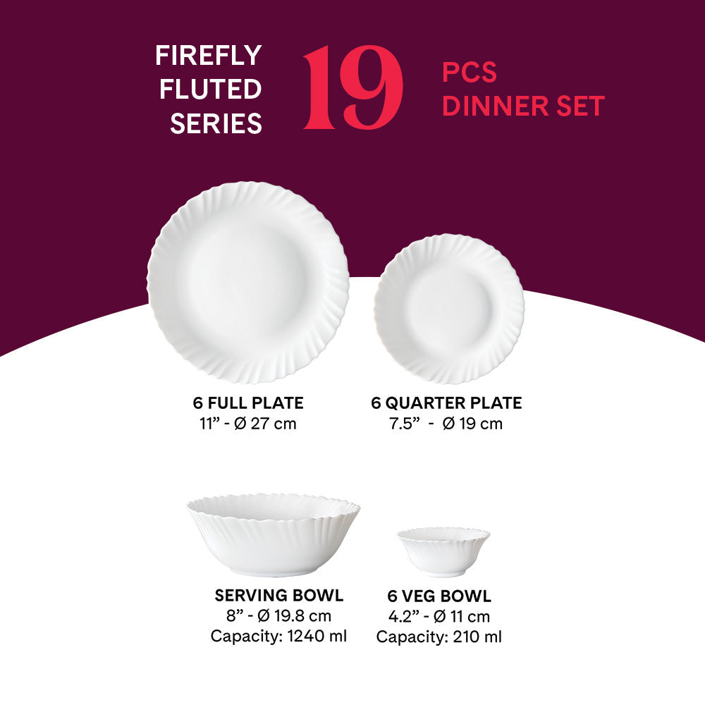 Larah by Borosil Firefly Dinner Set, 37 pc
