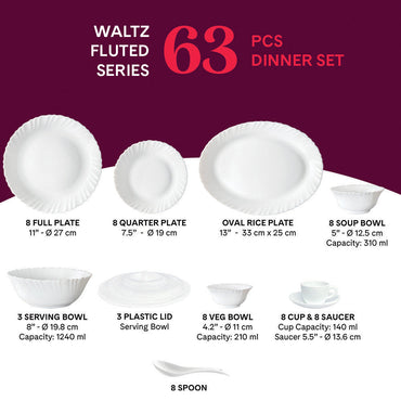 Larah by Borosil Waltz Dinner Set, 45 pc