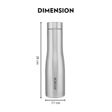 Borosil Swan Stainless Steel Single Wall Bottle, 1 L