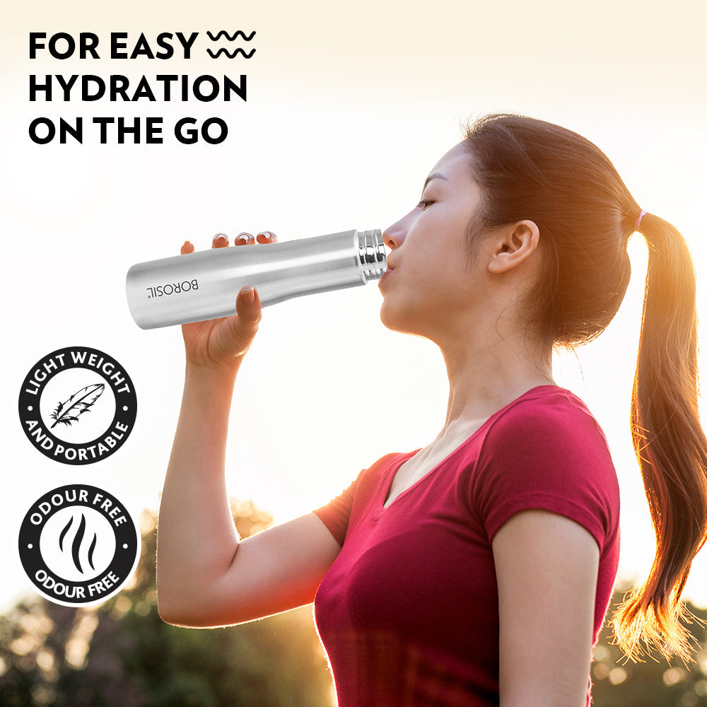 Borosil Swan Stainless Steel Single Wall Bottle, 1 L