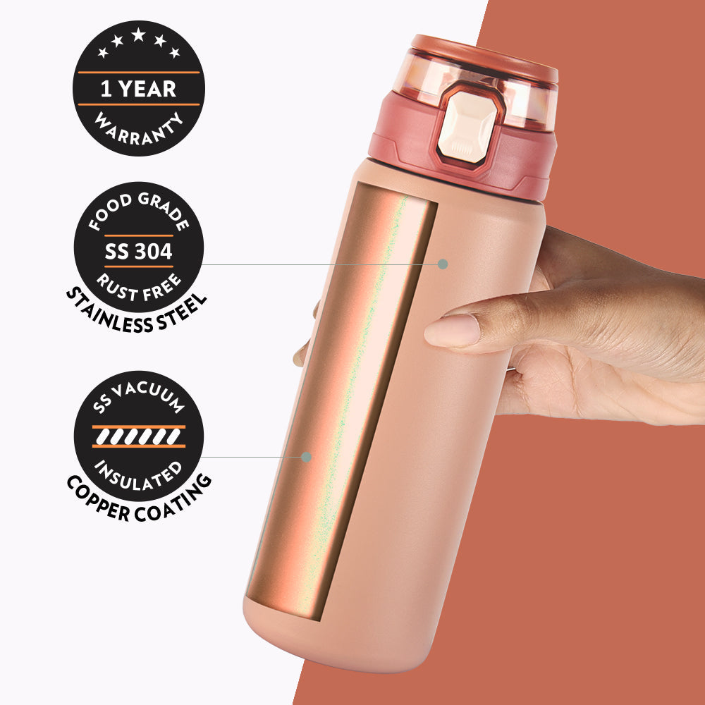 Aquasport Insulated Bottle, 600 ml, Peach-Personalise