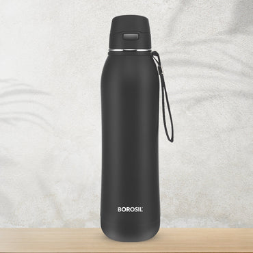 Borosil Rivera Bottle, Black, 800ml, Personalise