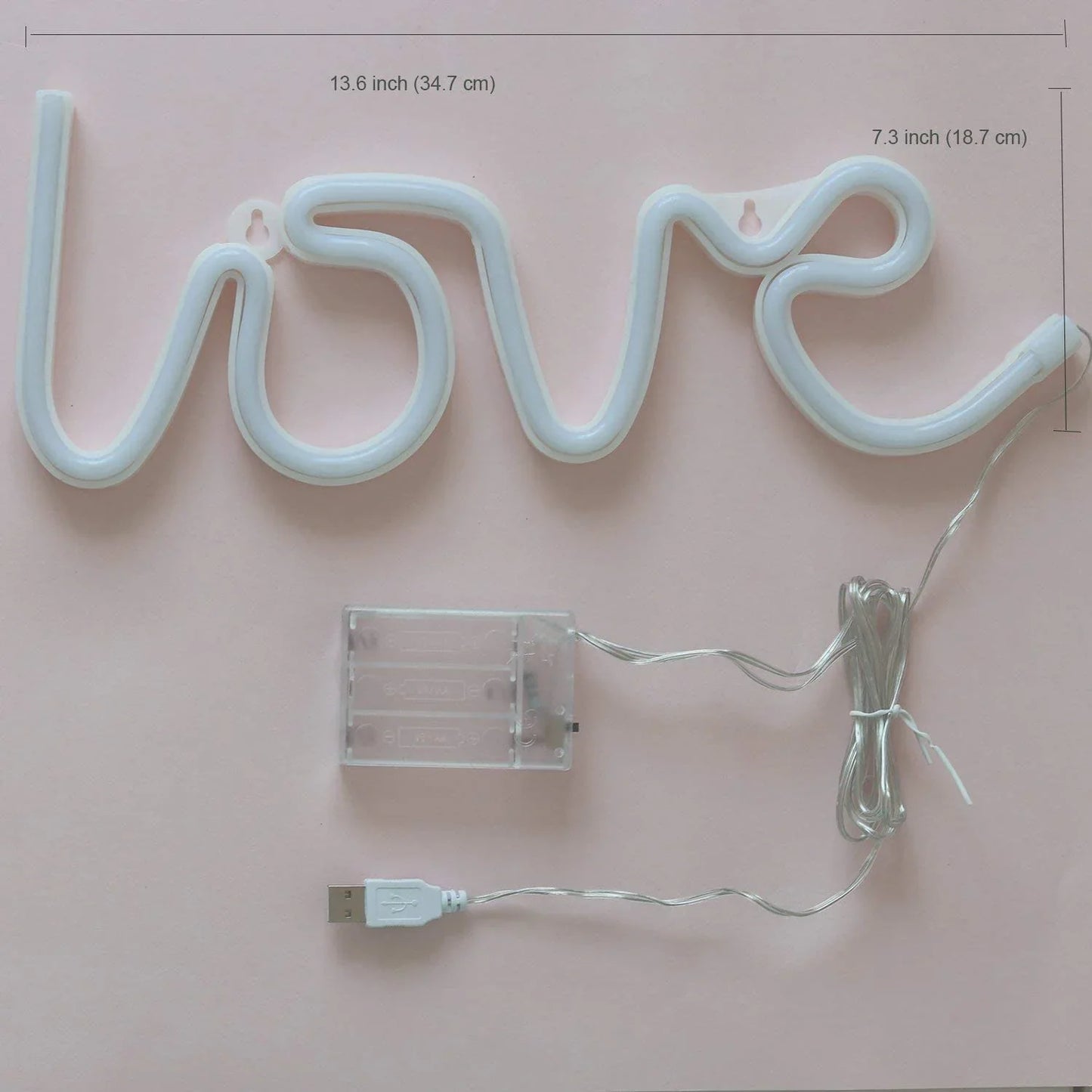 Love Neon Sign - LED USB/Battery Operated Wall Light for Bedroom, Party & Decor (Random Color)
