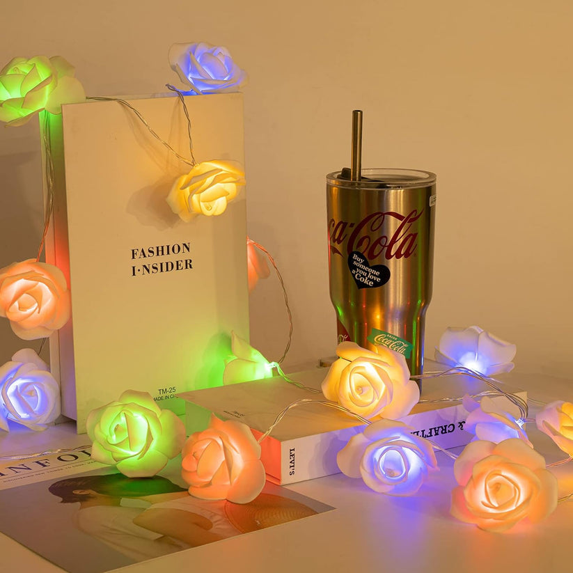 Rainbow Rose 16 LED Fairy Lights – Romantic Decorative String Lights