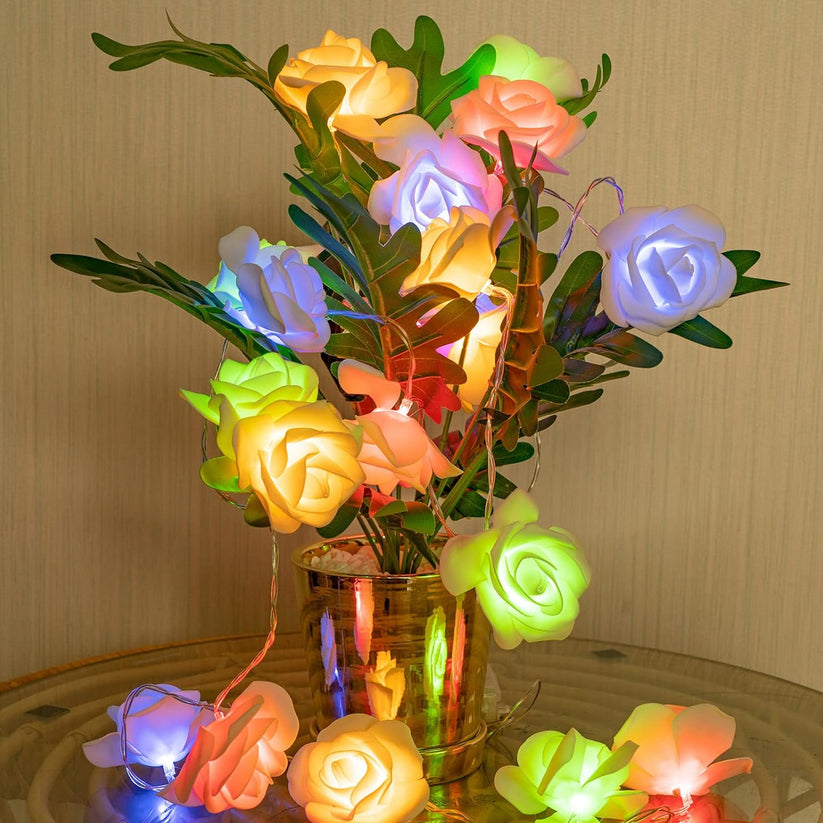 Rainbow Rose 16 LED Fairy Lights – Romantic Decorative String Lights
