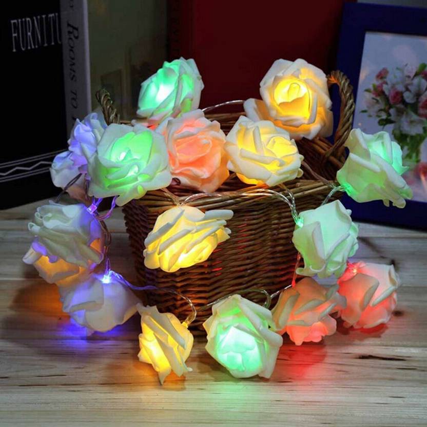 Rainbow Rose 16 LED Fairy Lights – Romantic Decorative String Lights