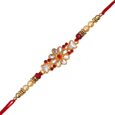 JaipurCrafts New Combo Of Single Rakhi For Brother And Bhabhi With Ram lalla Idol Statue for Home And Car Dashboard- Rakhi Gift Combos