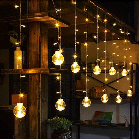 WishBall Hanging LED String Lights – 12 Glowing Balls for Festive Decor