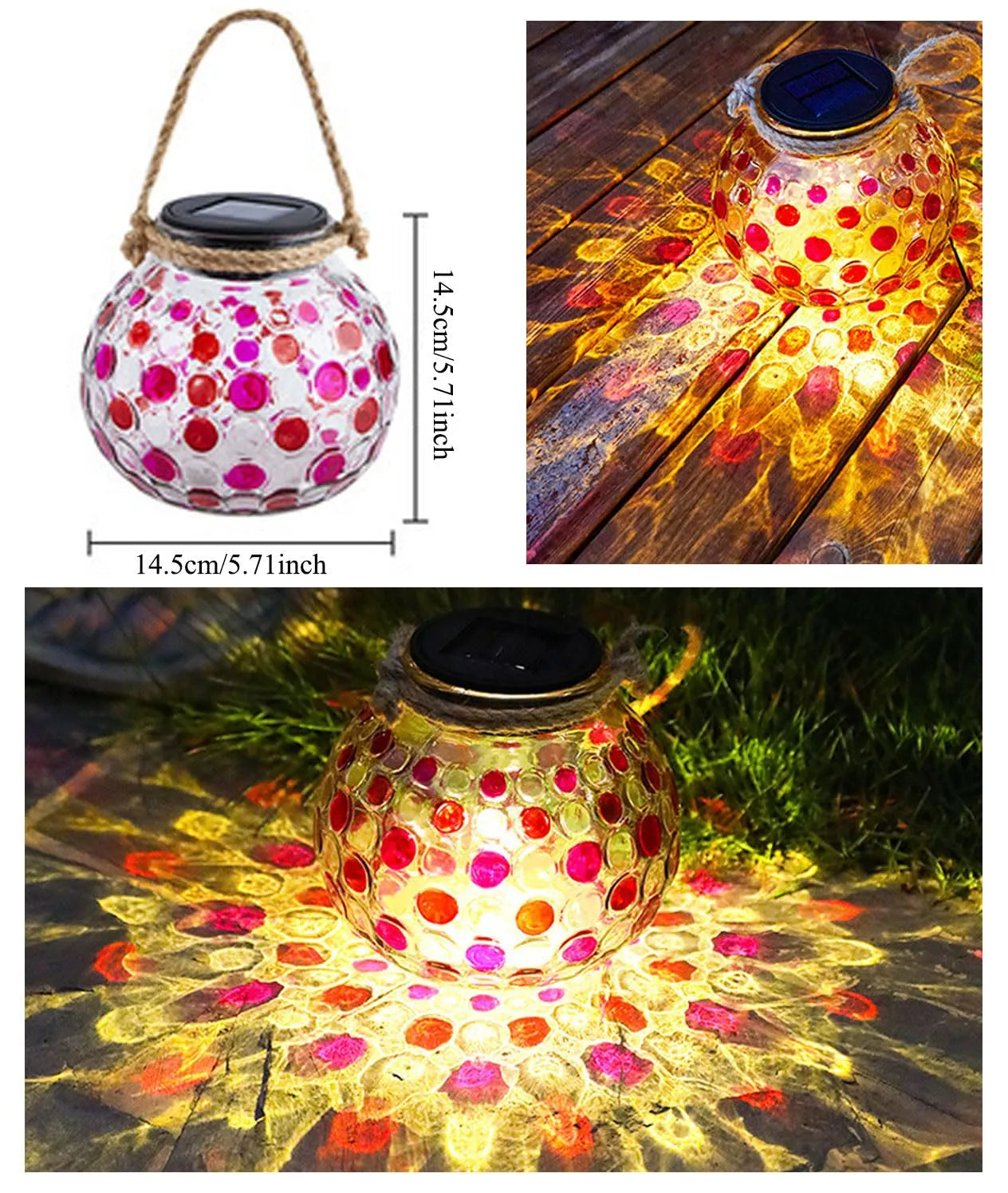 2 Pcs Set Color Changing Solar Hanging Lamps – Crystal Glass Ball Lights