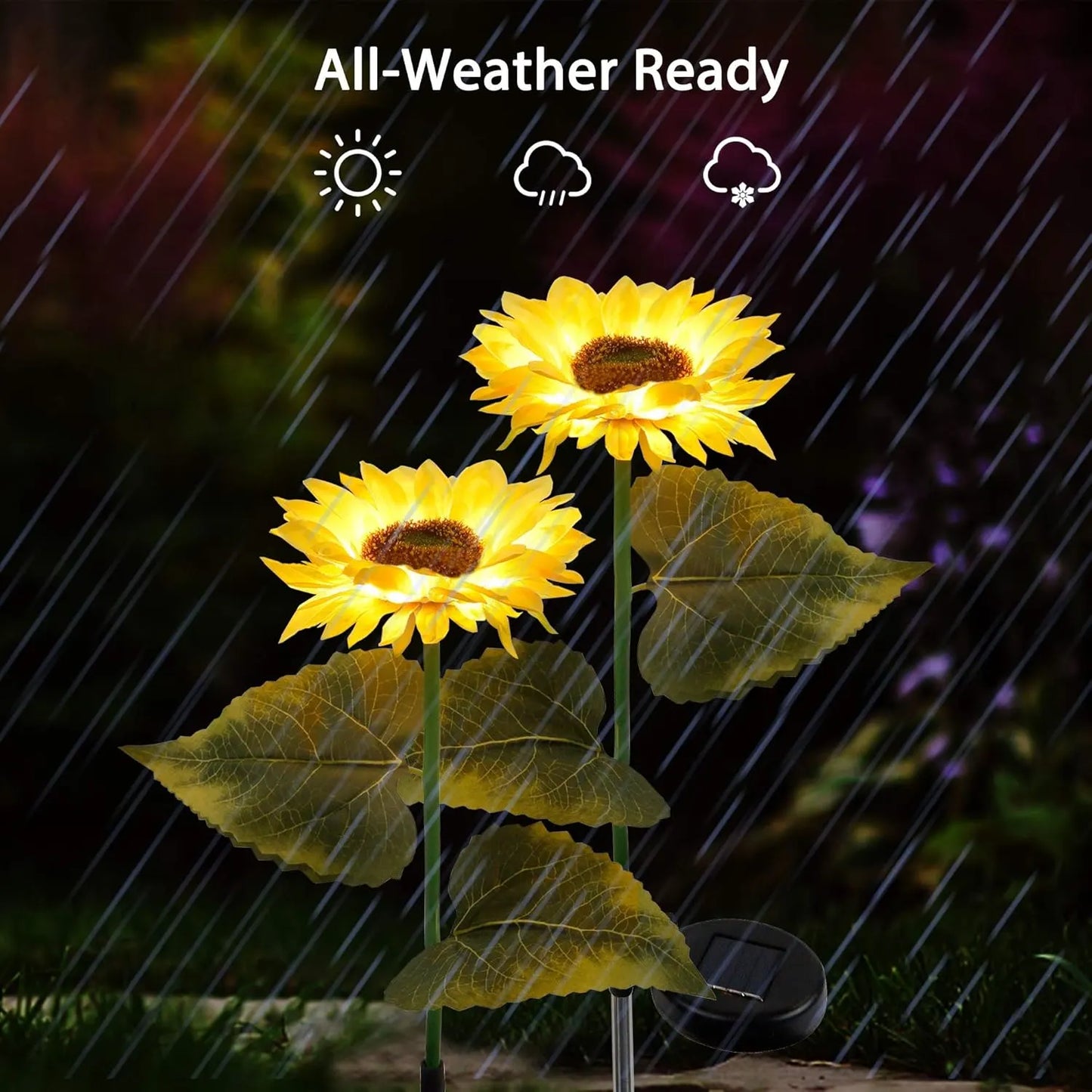 2 Pack Solar Sunflower Garden Lights – LED Outdoor Patio & Pathway Decor