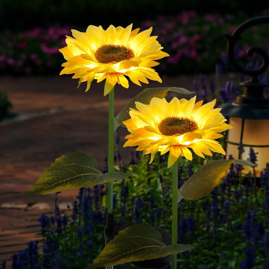 2 Pack Solar Sunflower Garden Lights – LED Outdoor Patio & Pathway Decor